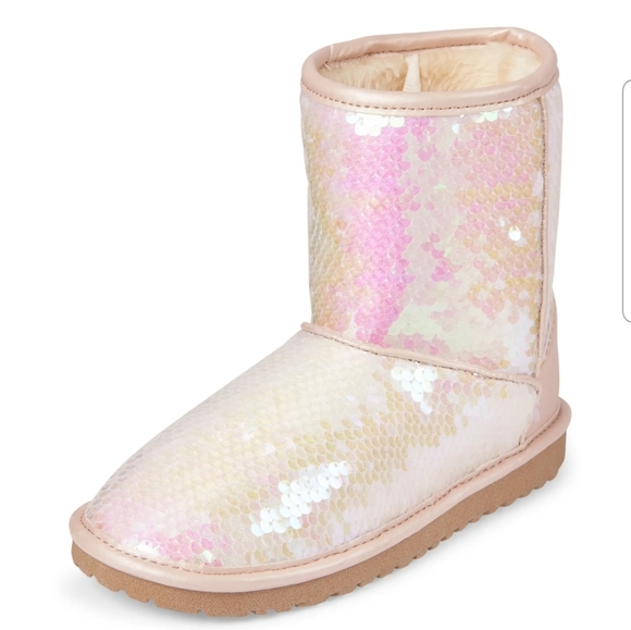 Children's Place Pink Irridescent Sequined Boots - Picture 2 of 12
